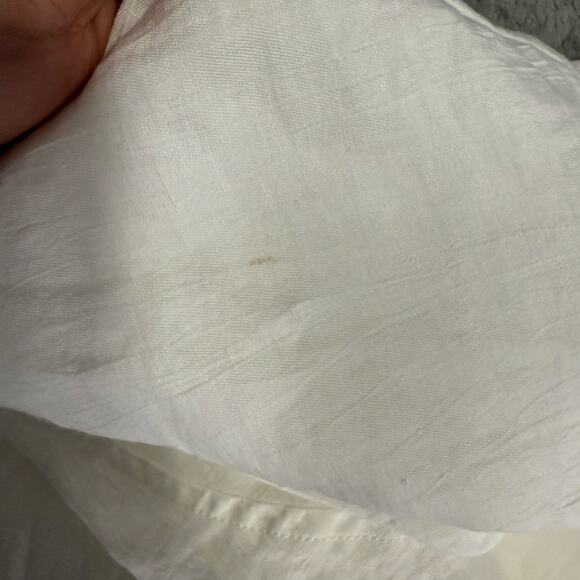 R13 Women's White Drop Neck Linen Blend Button-Up Shirt, Large - Picture 7 of 7